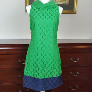 Adrianna Papell Polka Dot Overlay Shift Dress SZ 4